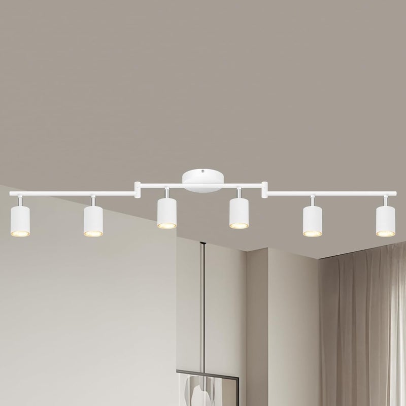 AUQUEE 6 Light Track Lighting Fixtures Ceiling, Matte White Kichen Track Lighting Fixtures with Rotatable Light Heads, Foldable Lamp Arms, Modern LED Track Lights for Kitchen/Hallway, No GU10 Bulb - Image 1